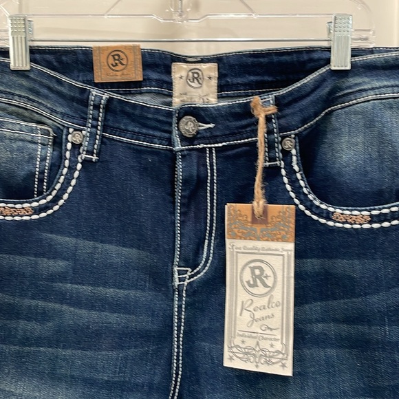 Realco Jeans size 17 bootcut white stitching - Picture 2 of 7